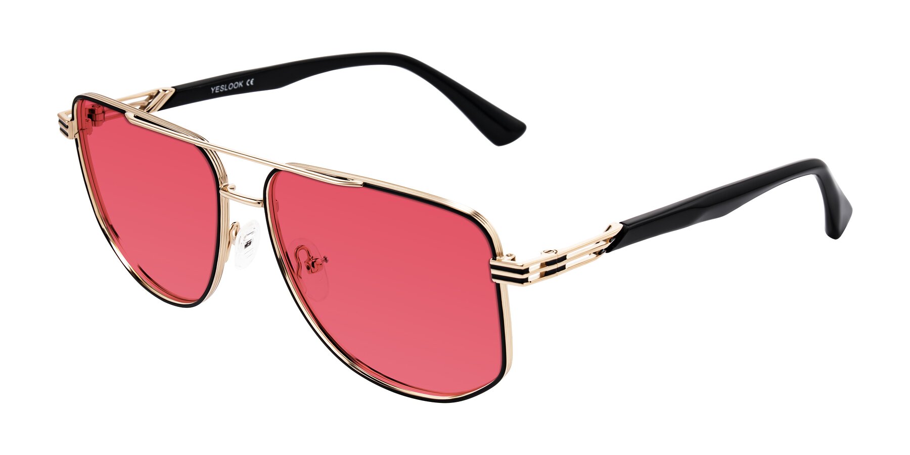 Angle of Lovonin in Gold/Black with Red Tinted Lenses