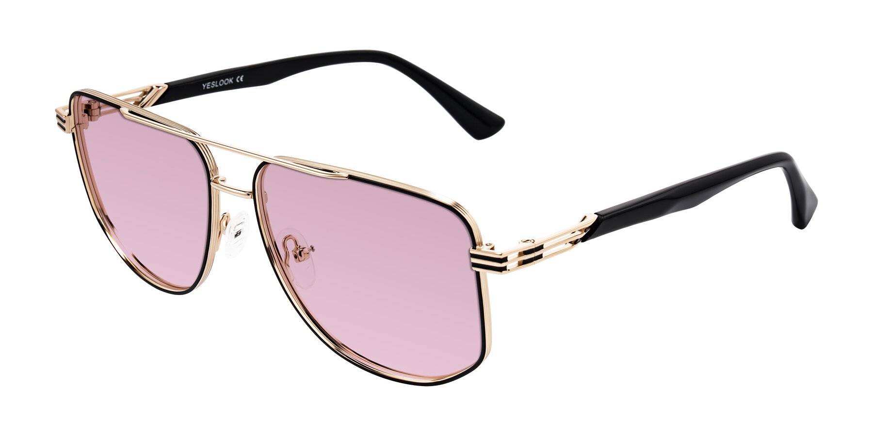 Angle of Lovonin in Gold/Black with Light Wine Tinted Lenses