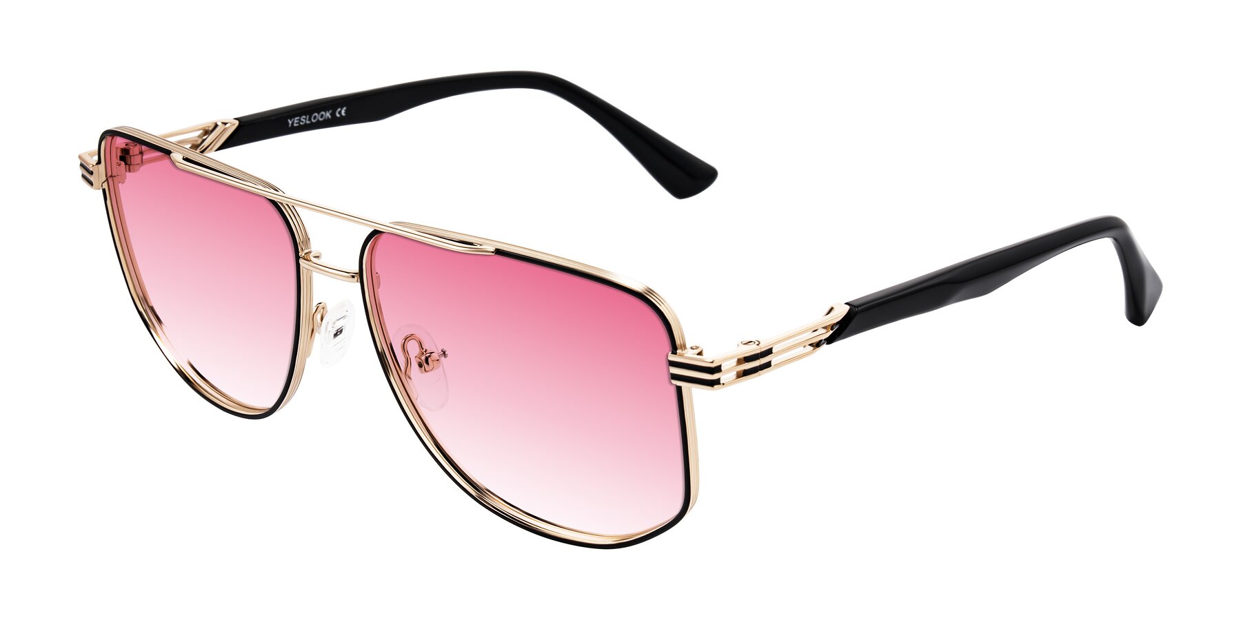 Angle of Lovonin in Gold/Black with Pink Gradient Lenses
