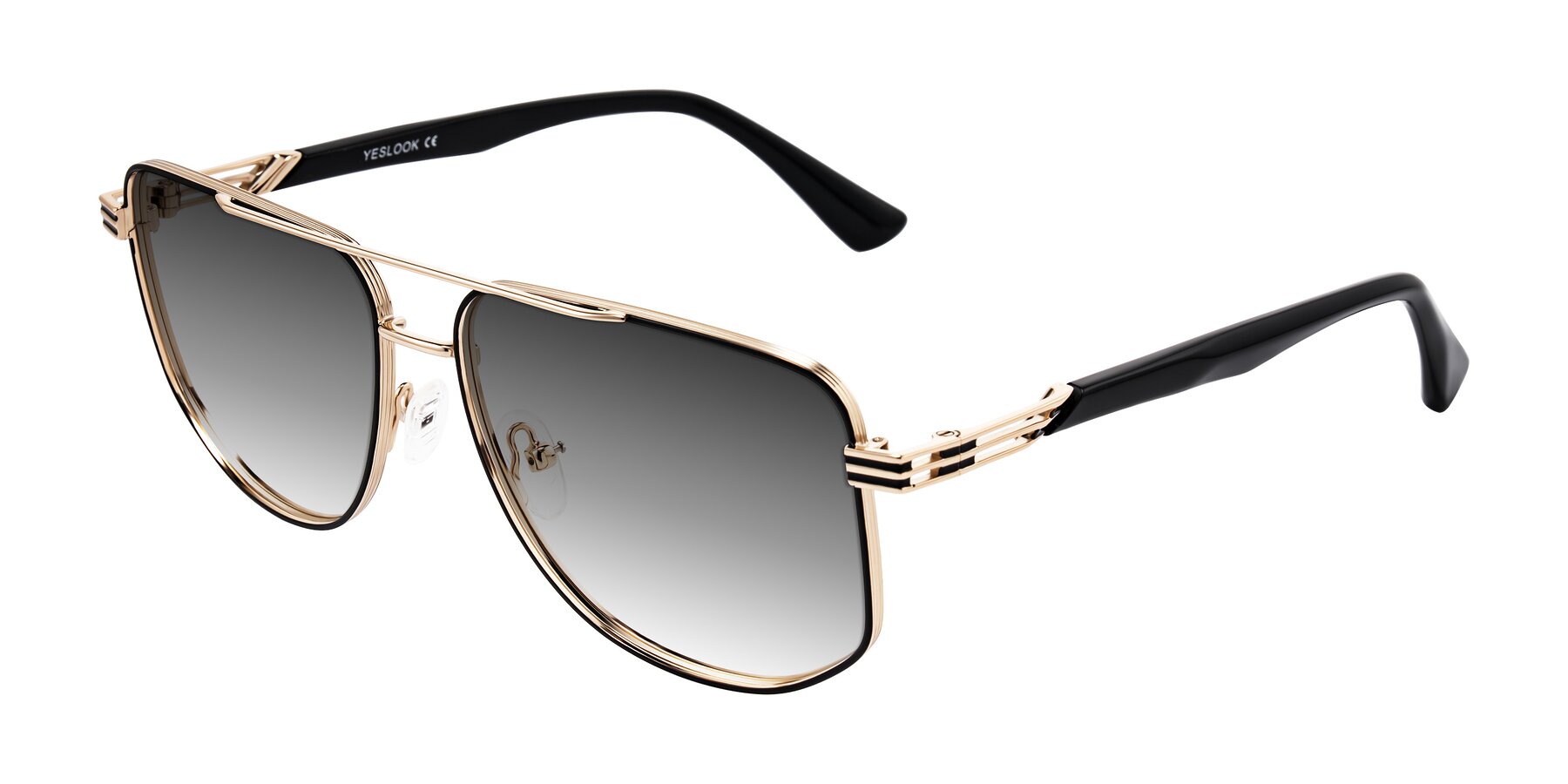 Angle of Lovonin in Gold/Black with Gray Gradient Lenses