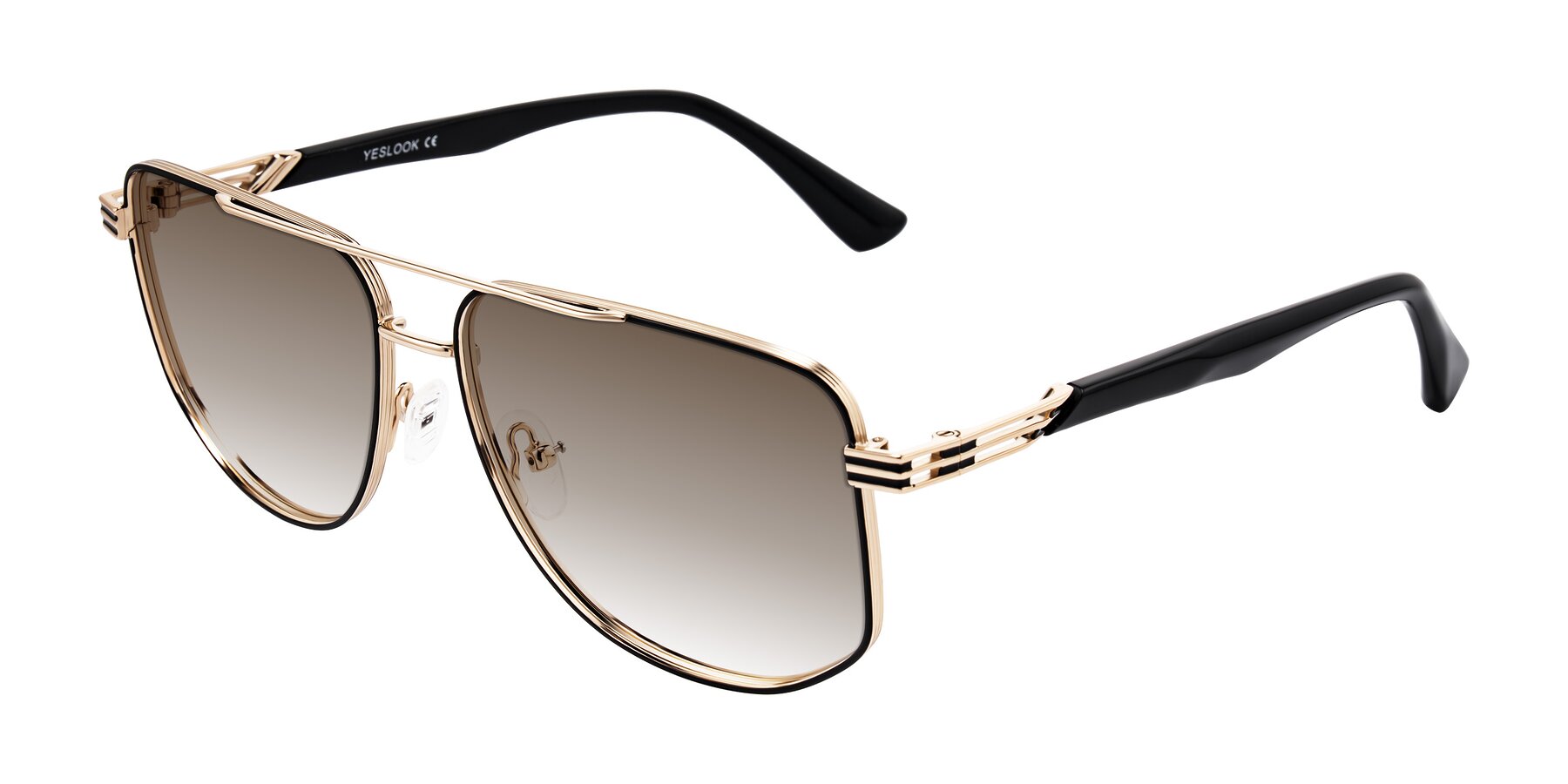 Angle of Lovonin in Gold/Black with Brown Gradient Lenses
