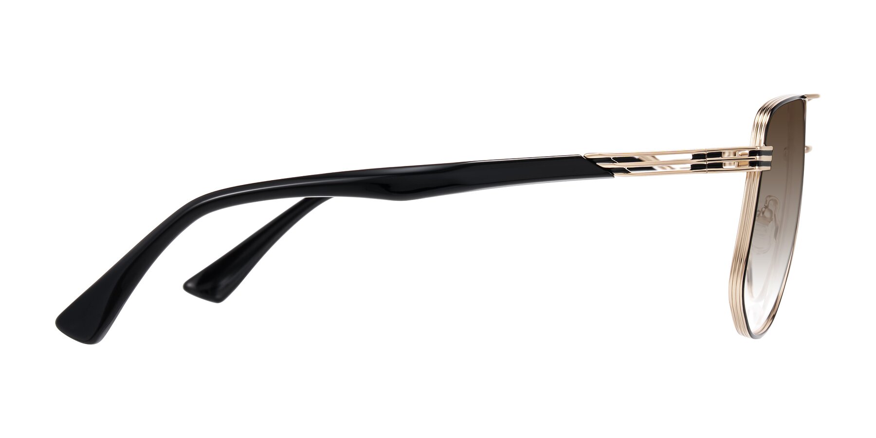 Side of Lovonin in Gold/Black with Brown Gradient Lenses