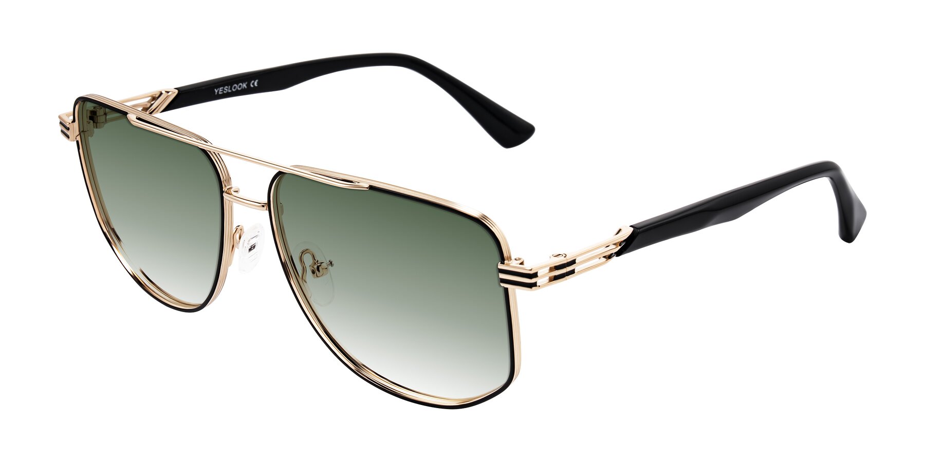 Angle of Lovonin in Gold/Black with Green Gradient Lenses