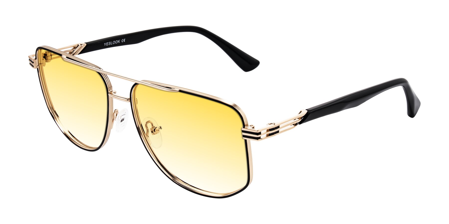 Angle of Lovonin in Gold/Black with Yellow Gradient Lenses