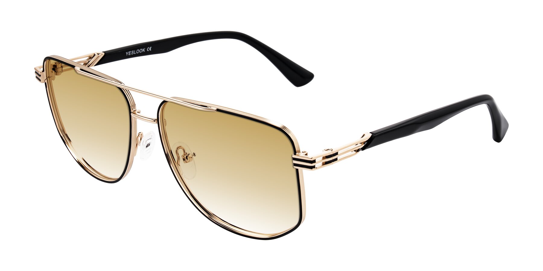 Angle of Lovonin in Gold/Black with Champagne Gradient Lenses