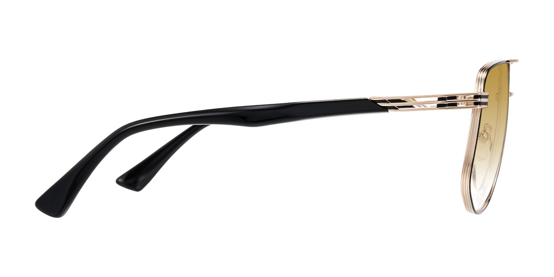 Side of Lovonin in Gold/Black with Champagne Gradient Lenses
