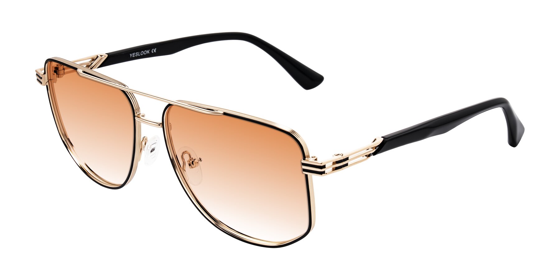 Angle of Lovonin in Gold/Black with Orange Gradient Lenses