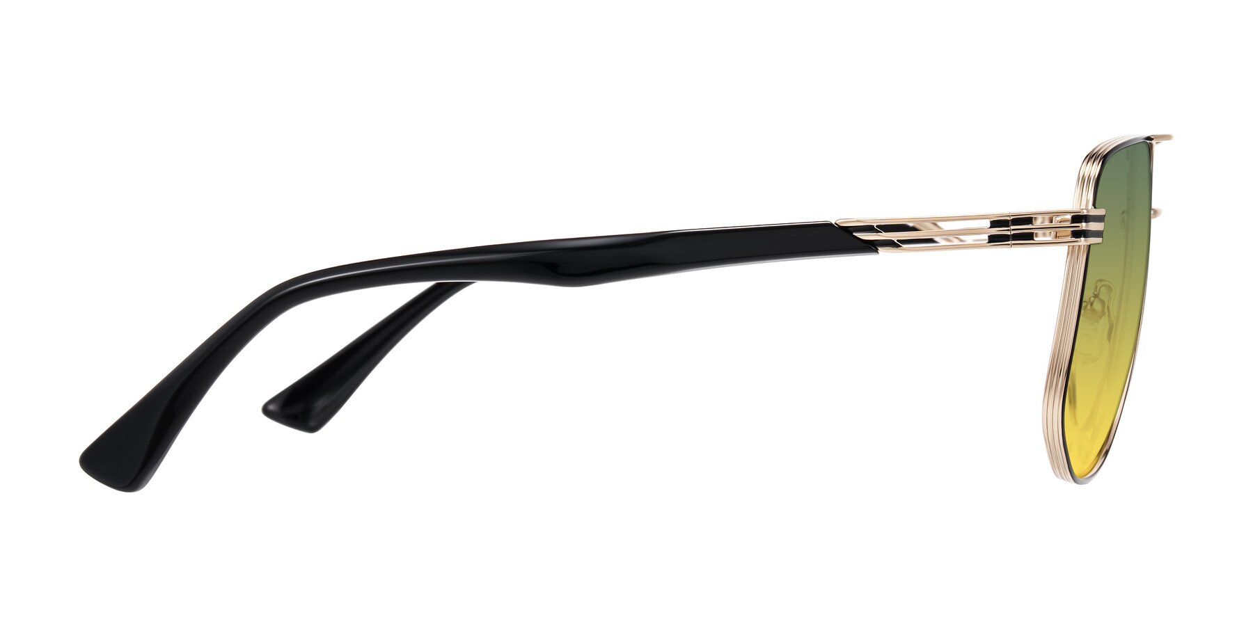 Side of Lovonin in Gold/Black with Green / Yellow Gradient Lenses