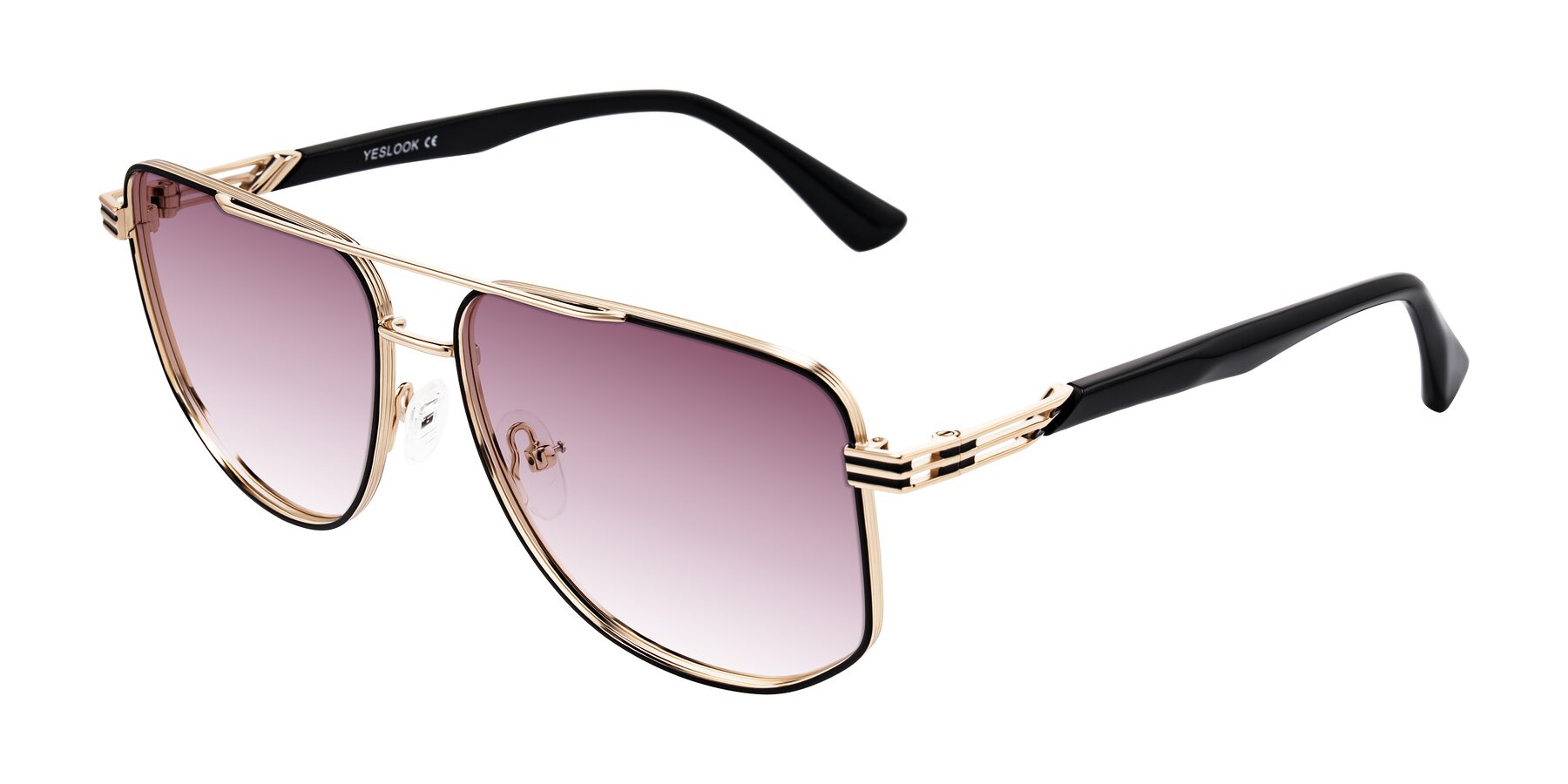 Angle of Lovonin in Gold/Black with Wine Gradient Lenses