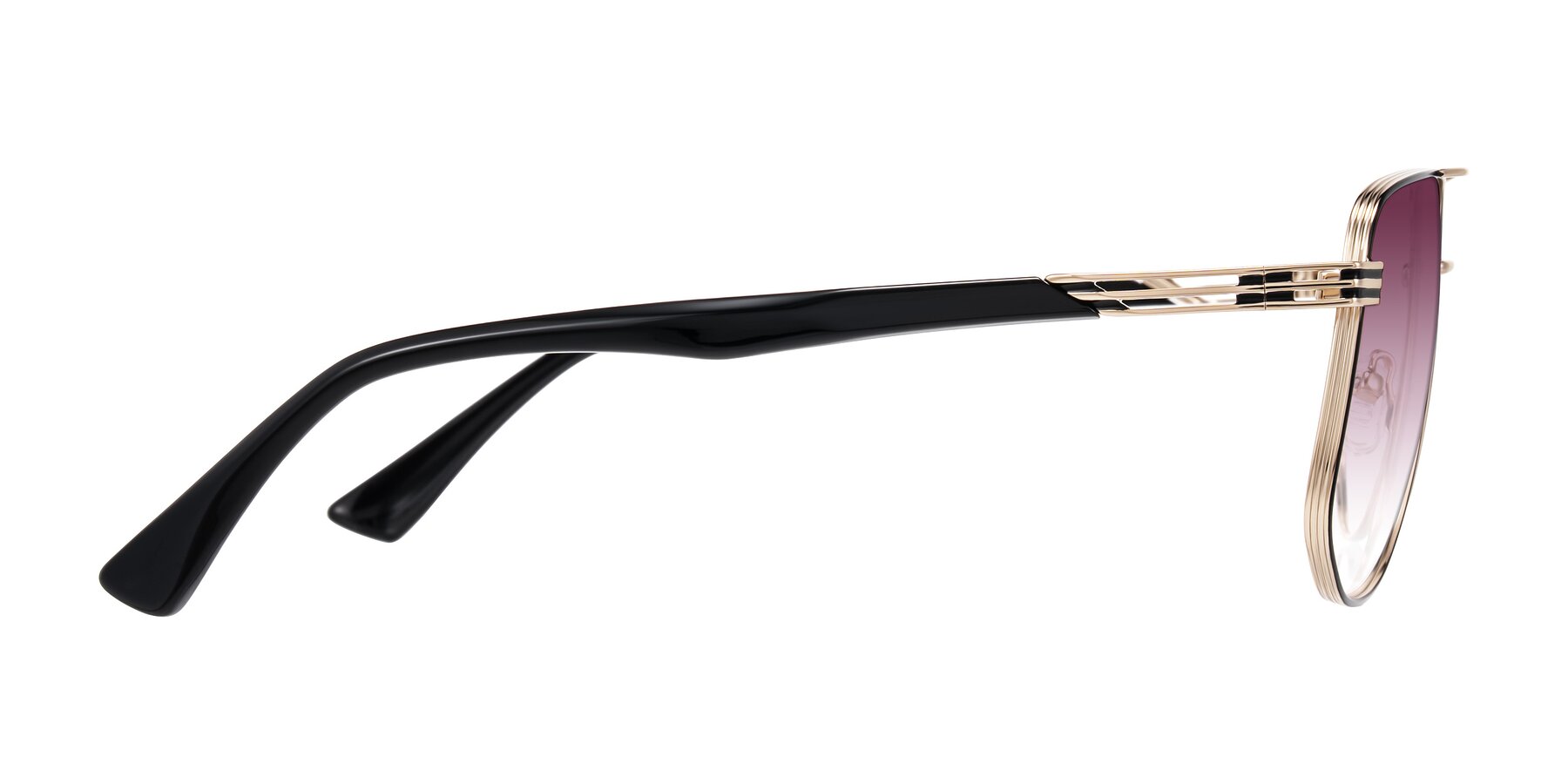 Side of Lovonin in Gold/Black with Wine Gradient Lenses