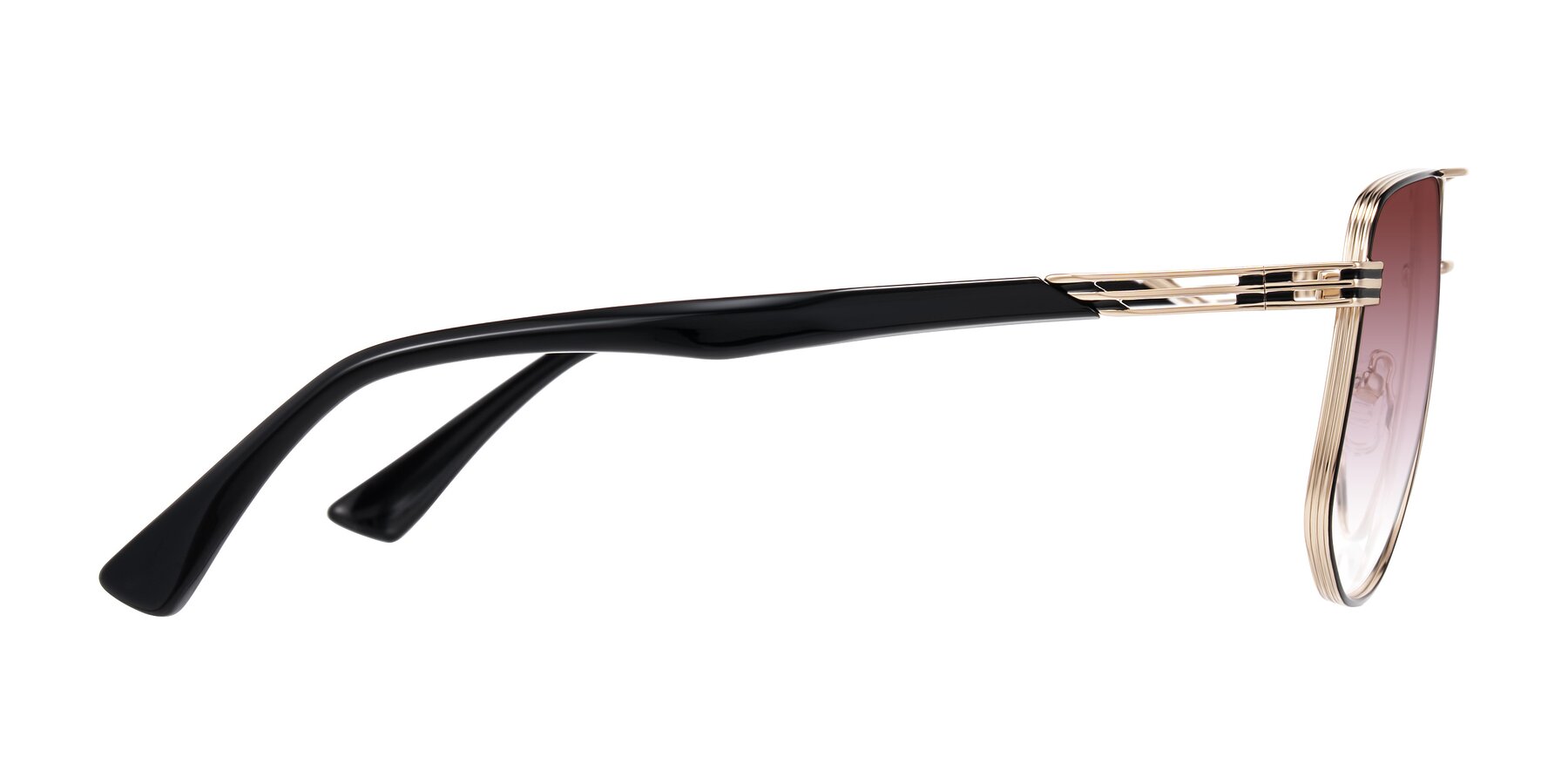 Side of Lovonin in Gold/Black with Garnet Gradient Lenses