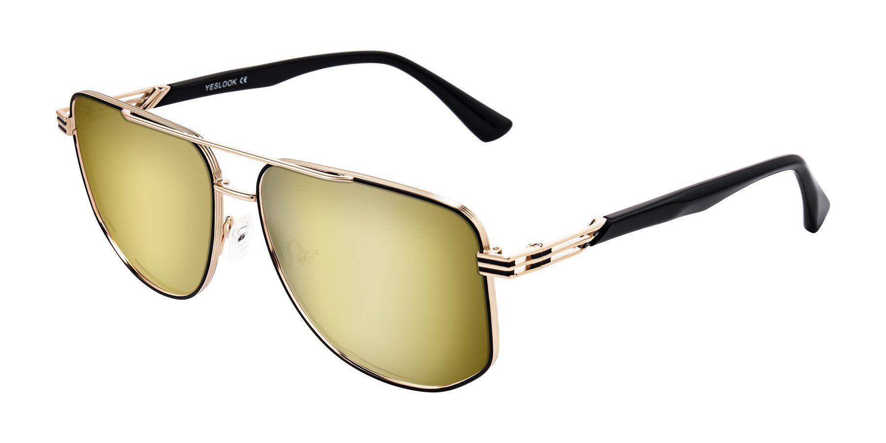 Angle of Lovonin in Gold/Black with Gold Mirrored Lenses
