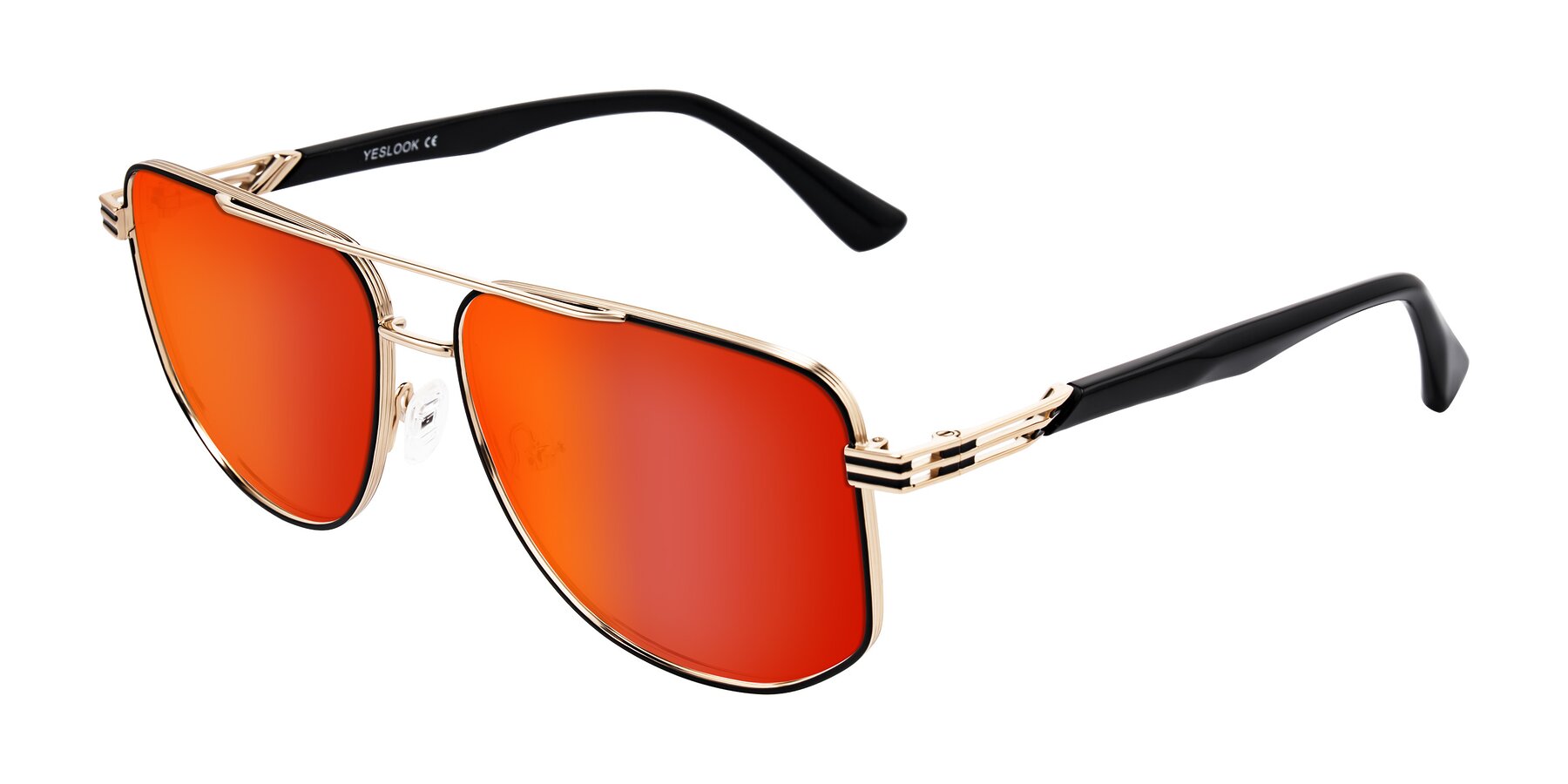 Angle of Lovonin in Gold/Black with Red Gold Mirrored Lenses