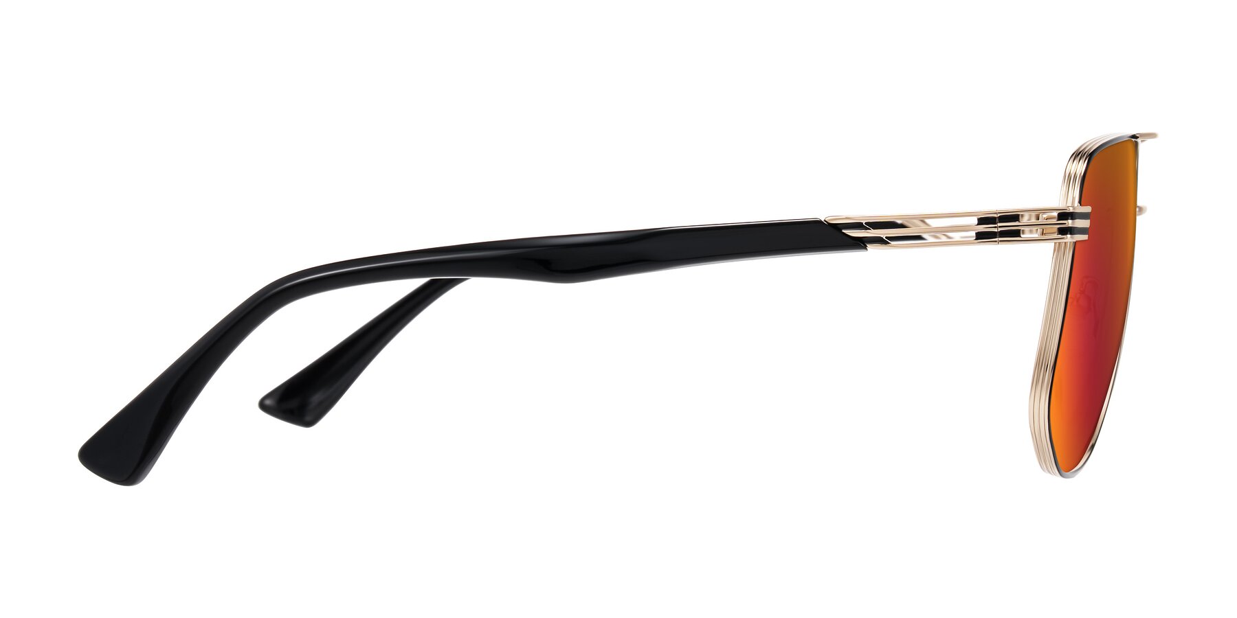 Side of Lovonin in Gold/Black with Red Gold Mirrored Lenses