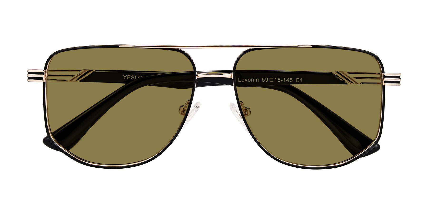 Folded Front of Lovonin in Gold/Black with Brown Polarized Lenses
