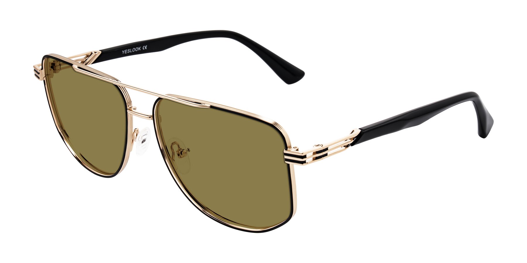 Angle of Lovonin in Gold/Black with Brown Polarized Lenses
