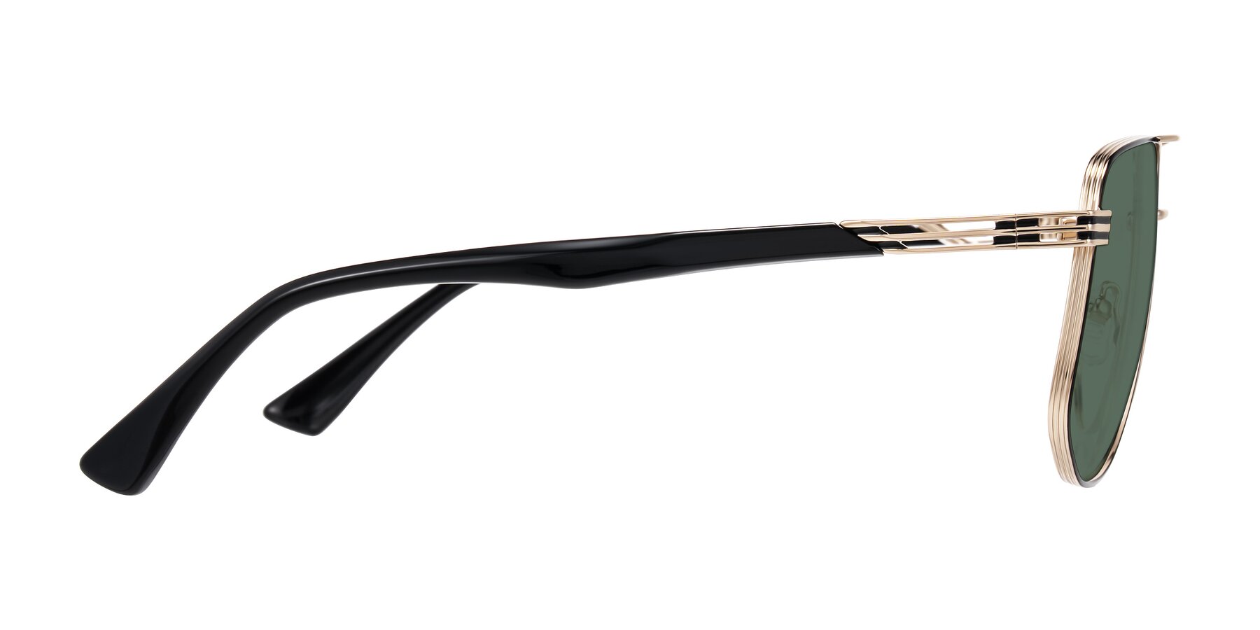 Side of Lovonin in Gold/Black with Green Polarized Lenses