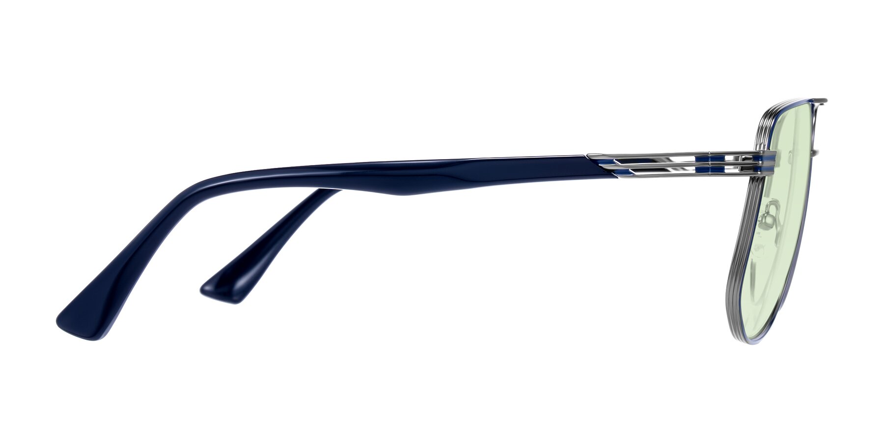 Side of Lovonin in Gunmetal/Blue with Light Green Tinted Lenses