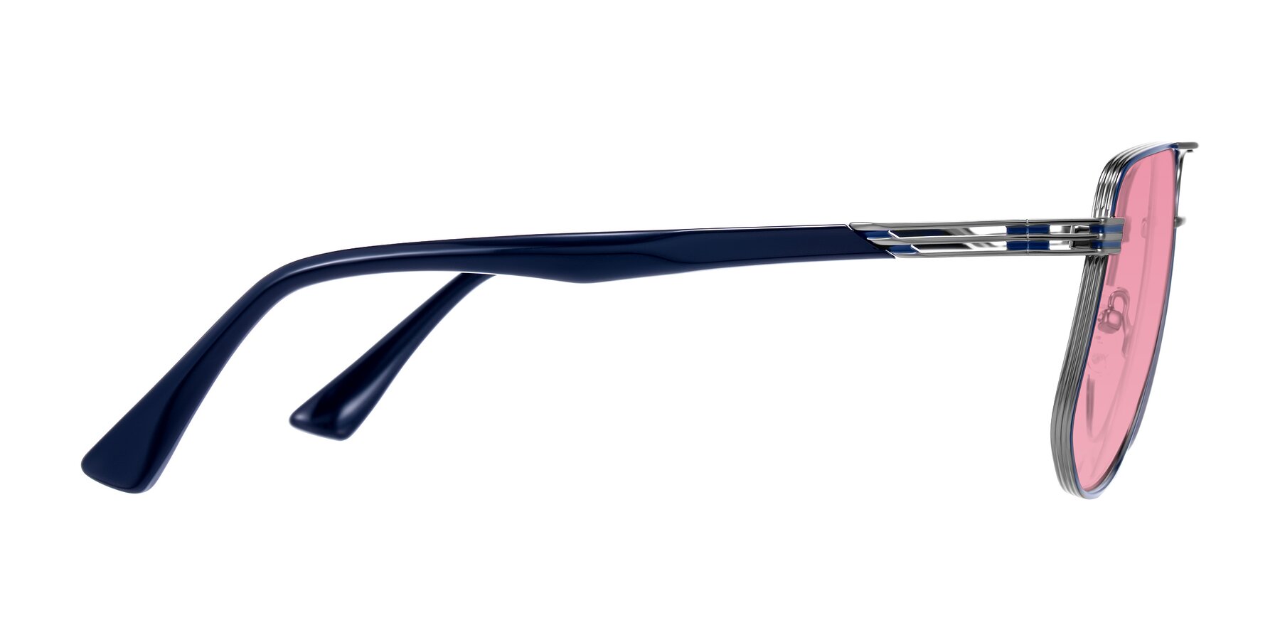 Side of Lovonin in Gunmetal/Blue with Pink Tinted Lenses
