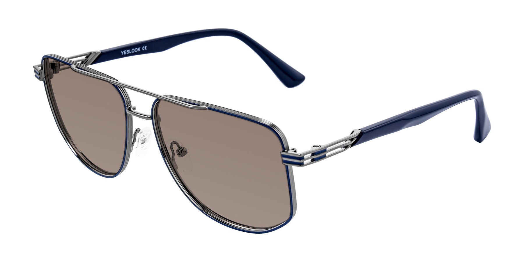 Angle of Lovonin in Gunmetal/Blue with Medium Brown Tinted Lenses