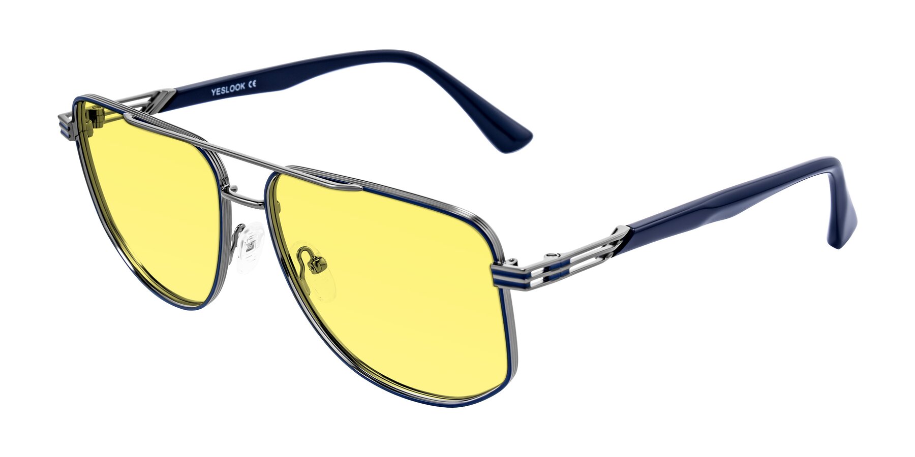 Angle of Lovonin in Gunmetal/Blue with Medium Yellow Tinted Lenses