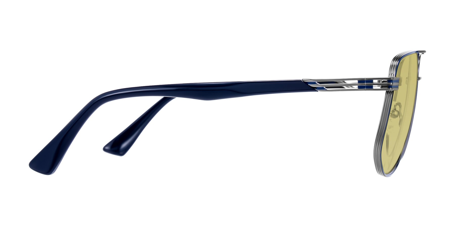 Side of Lovonin in Gunmetal/Blue with Medium Champagne Tinted Lenses