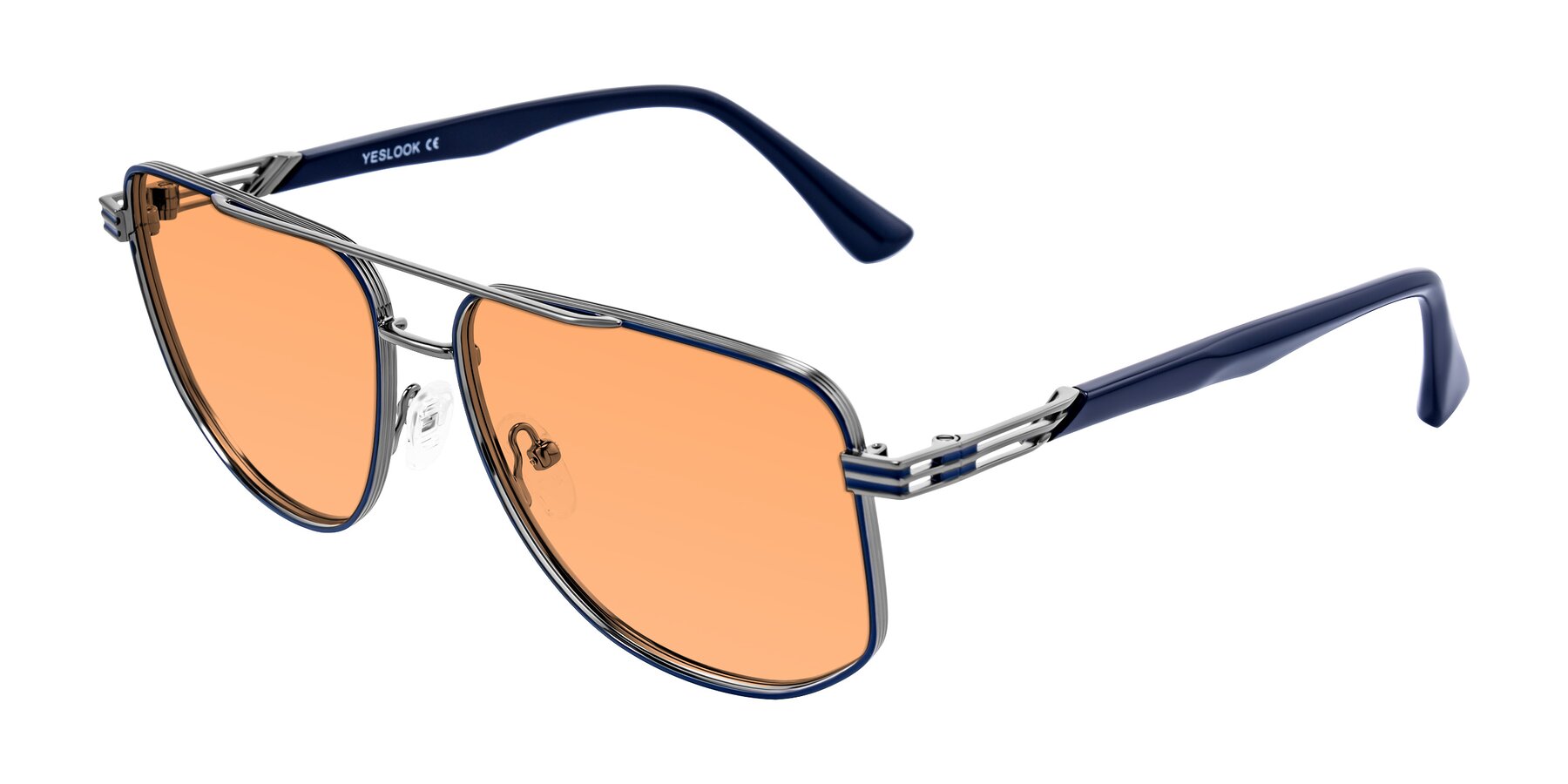 Angle of Lovonin in Gunmetal/Blue with Medium Orange Tinted Lenses