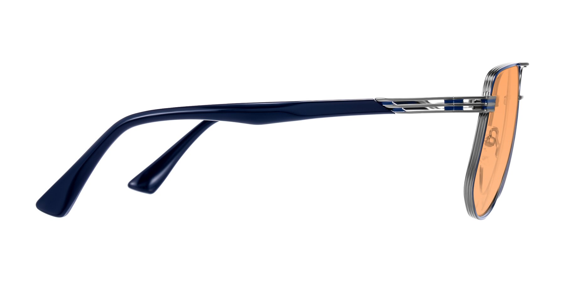 Side of Lovonin in Gunmetal/Blue with Medium Orange Tinted Lenses
