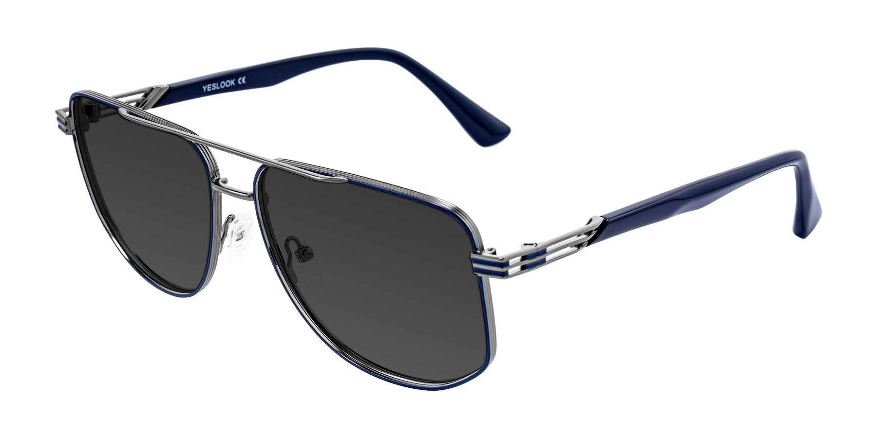 Angle of Lovonin in Gunmetal/Blue with Gray Tinted Lenses