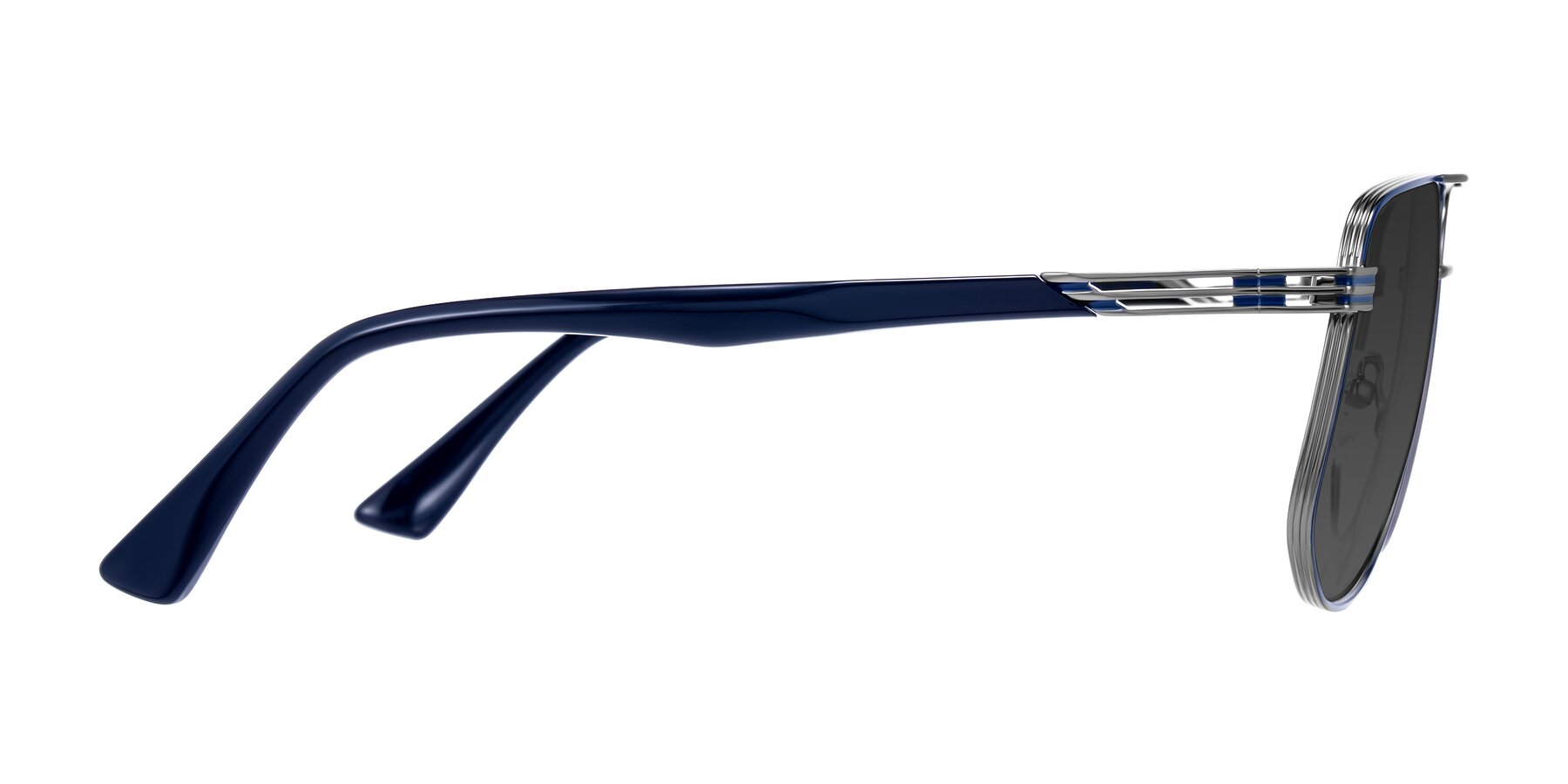 Side of Lovonin in Gunmetal/Blue with Gray Tinted Lenses