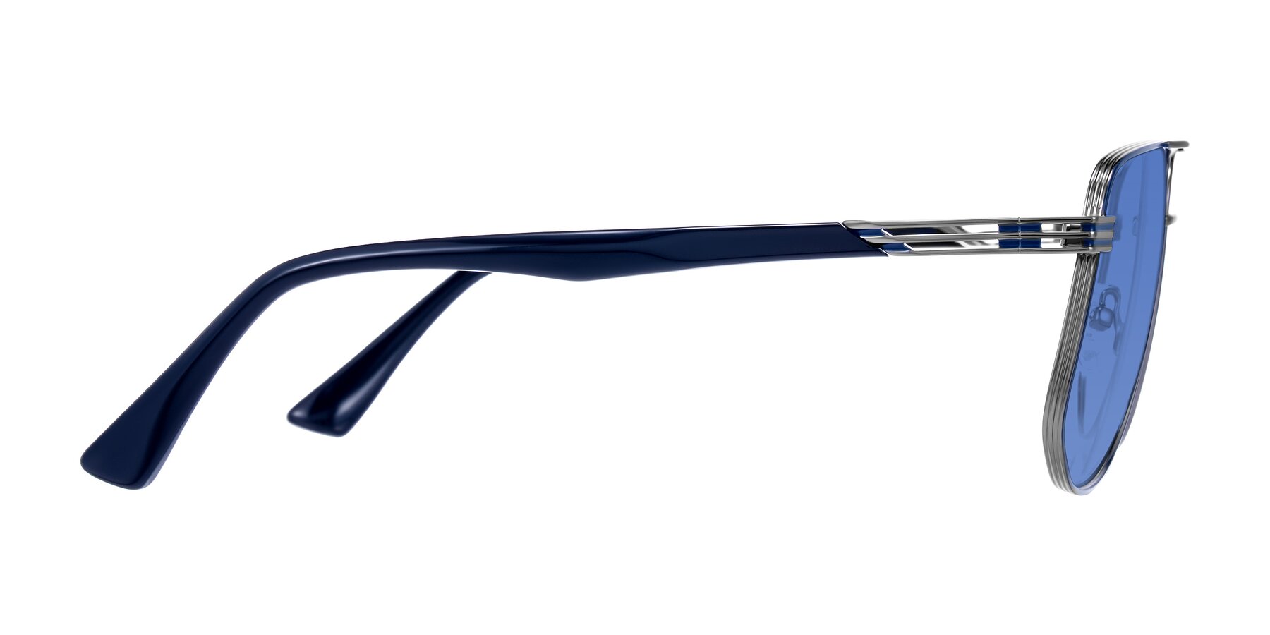 Side of Lovonin in Gunmetal/Blue with Blue Tinted Lenses