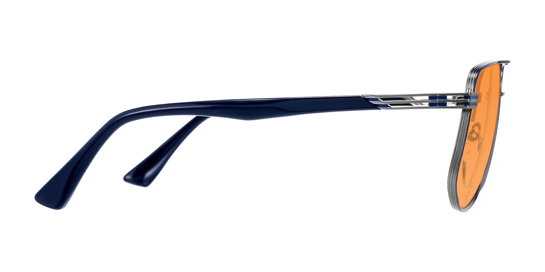 Side of Lovonin in Gunmetal/Blue with Orange Tinted Lenses