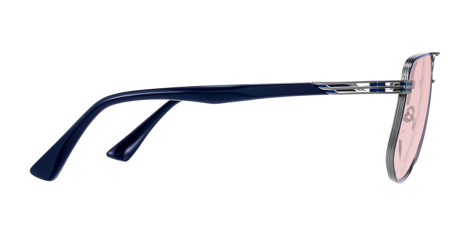 Side of Lovonin in Gunmetal/Blue with Light Garnet Tinted Lenses