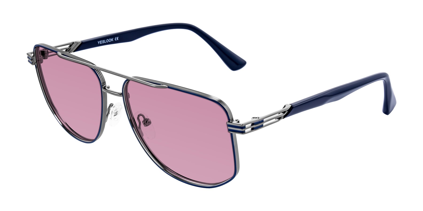 Angle of Lovonin in Gunmetal/Blue with Medium Wine Tinted Lenses