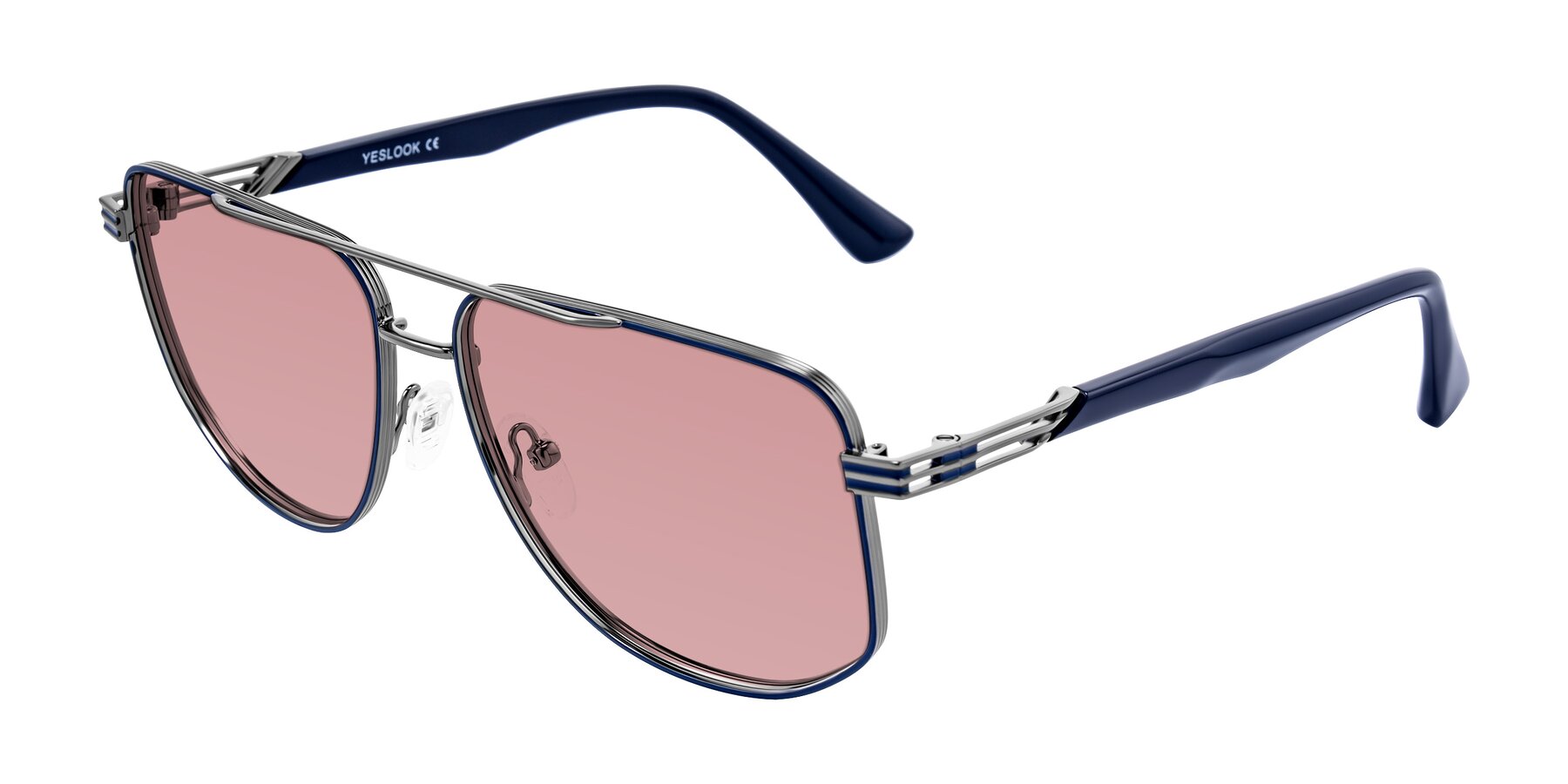 Angle of Lovonin in Gunmetal/Blue with Medium Garnet Tinted Lenses