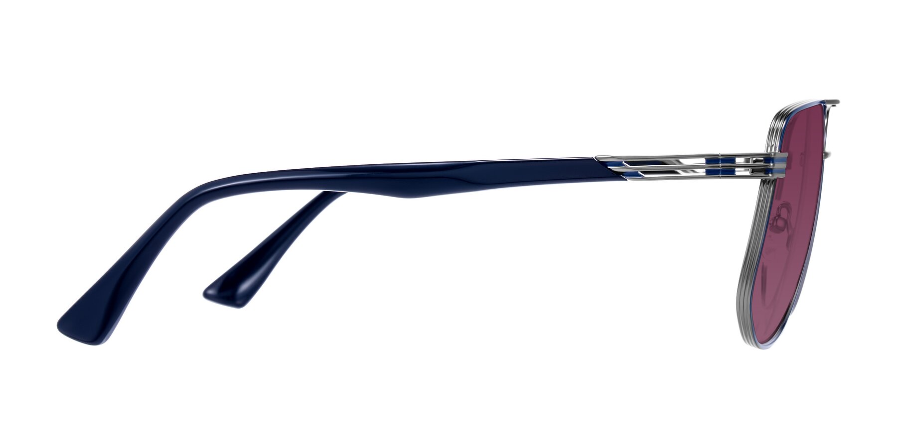 Side of Lovonin in Gunmetal/Blue with Wine Tinted Lenses