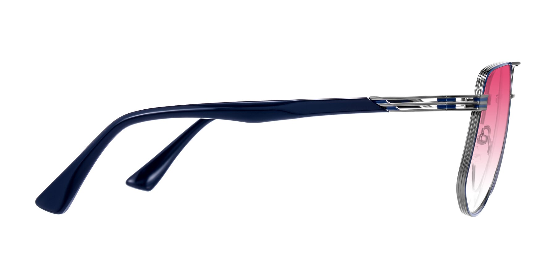 Side of Lovonin in Gunmetal/Blue with Pink Gradient Lenses