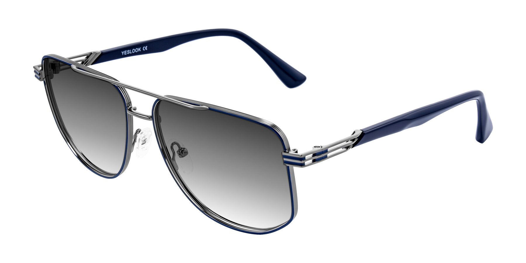 Angle of Lovonin in Gunmetal/Blue with Gray Gradient Lenses