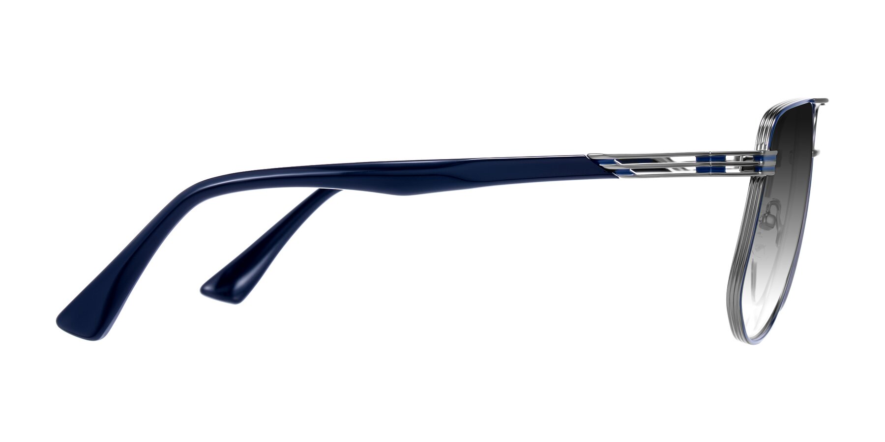 Side of Lovonin in Gunmetal/Blue with Gray Gradient Lenses