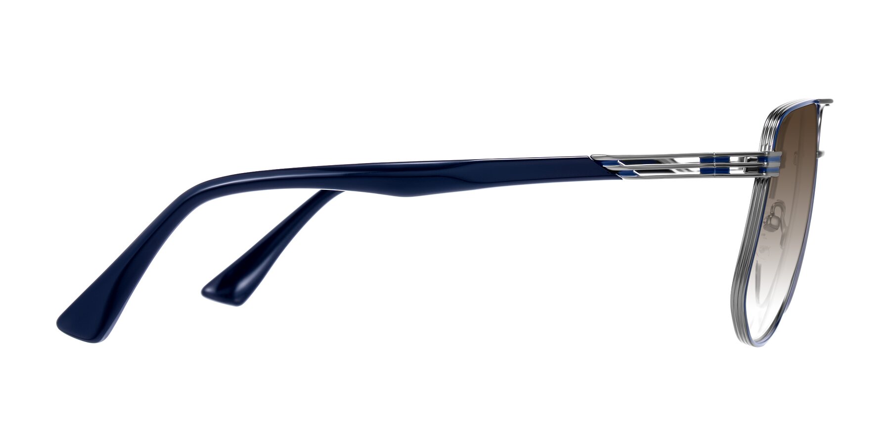 Side of Lovonin in Gunmetal/Blue with Brown Gradient Lenses