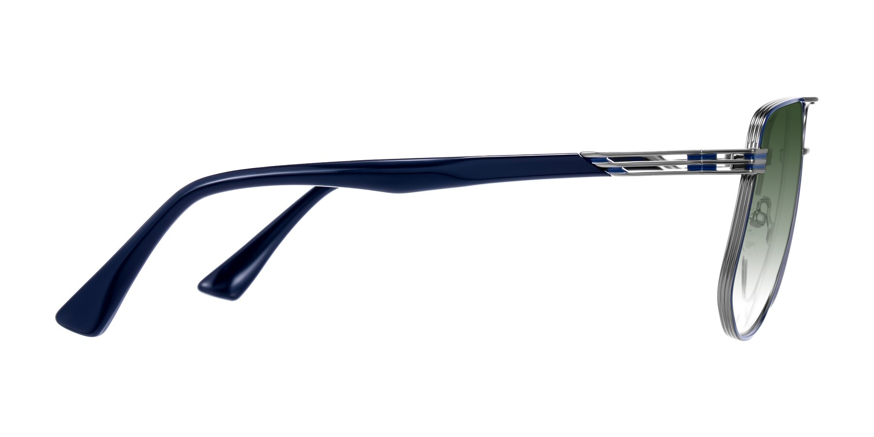 Side of Lovonin in Gunmetal/Blue with Green Gradient Lenses