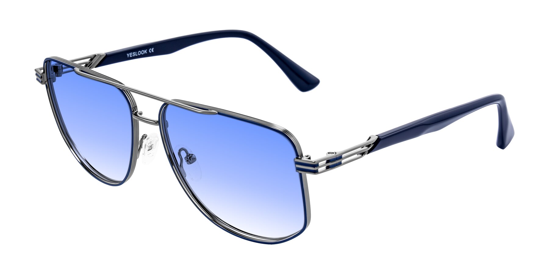 Angle of Lovonin in Gunmetal/Blue with Blue Gradient Lenses