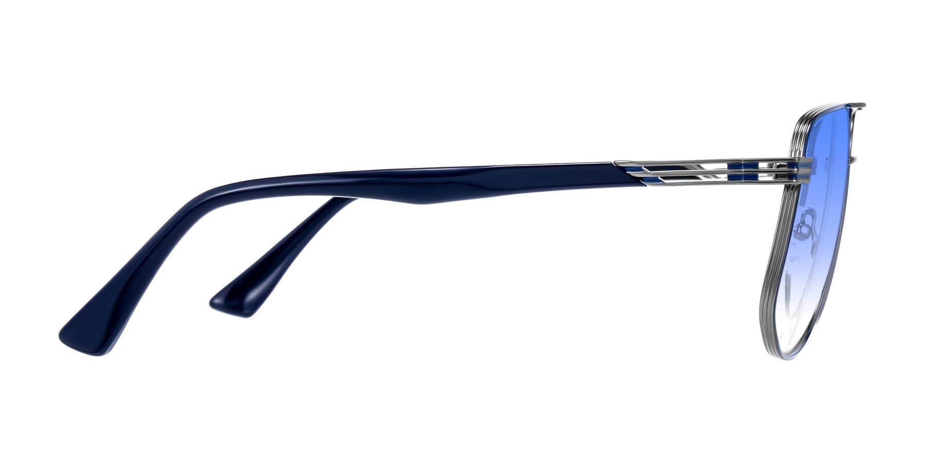 Side of Lovonin in Gunmetal/Blue with Blue Gradient Lenses
