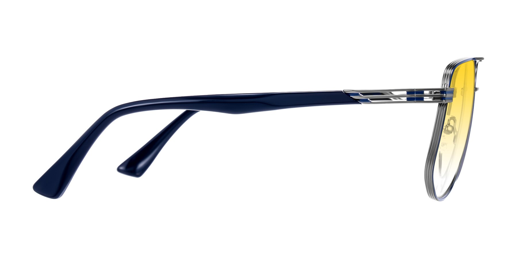 Side of Lovonin in Gunmetal/Blue with Yellow Gradient Lenses