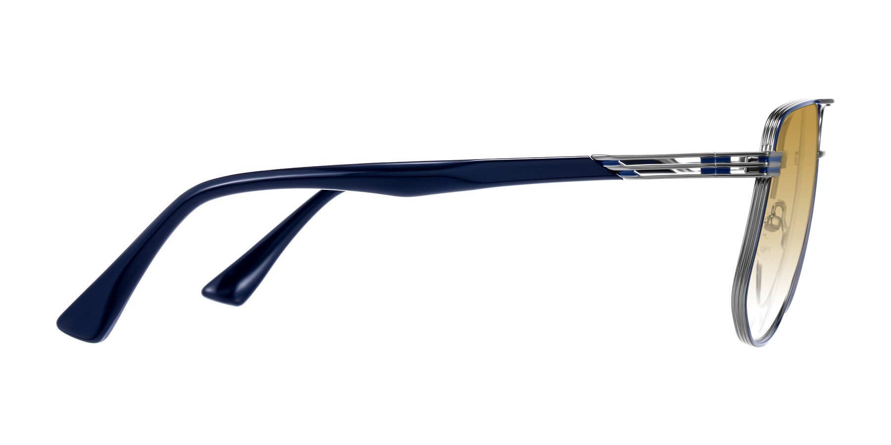 Side of Lovonin in Gunmetal/Blue with Champagne Gradient Lenses