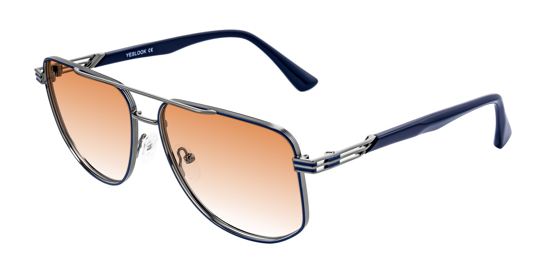 Angle of Lovonin in Gunmetal/Blue with Orange Gradient Lenses