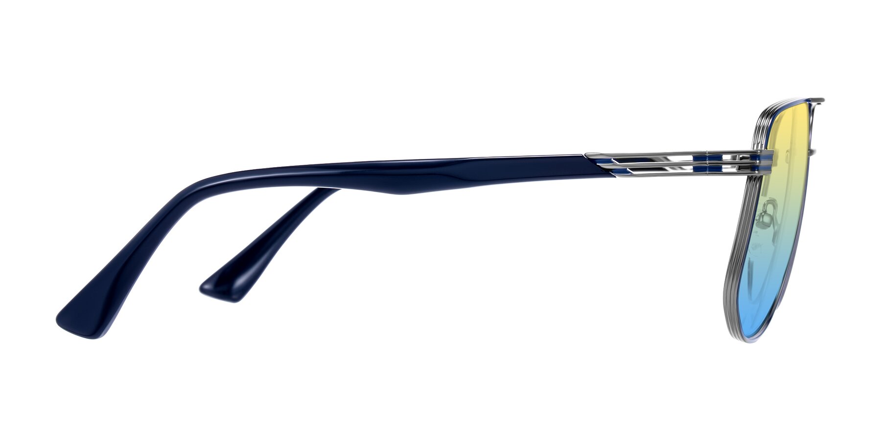 Side of Lovonin in Gunmetal/Blue with Yellow / Blue Gradient Lenses