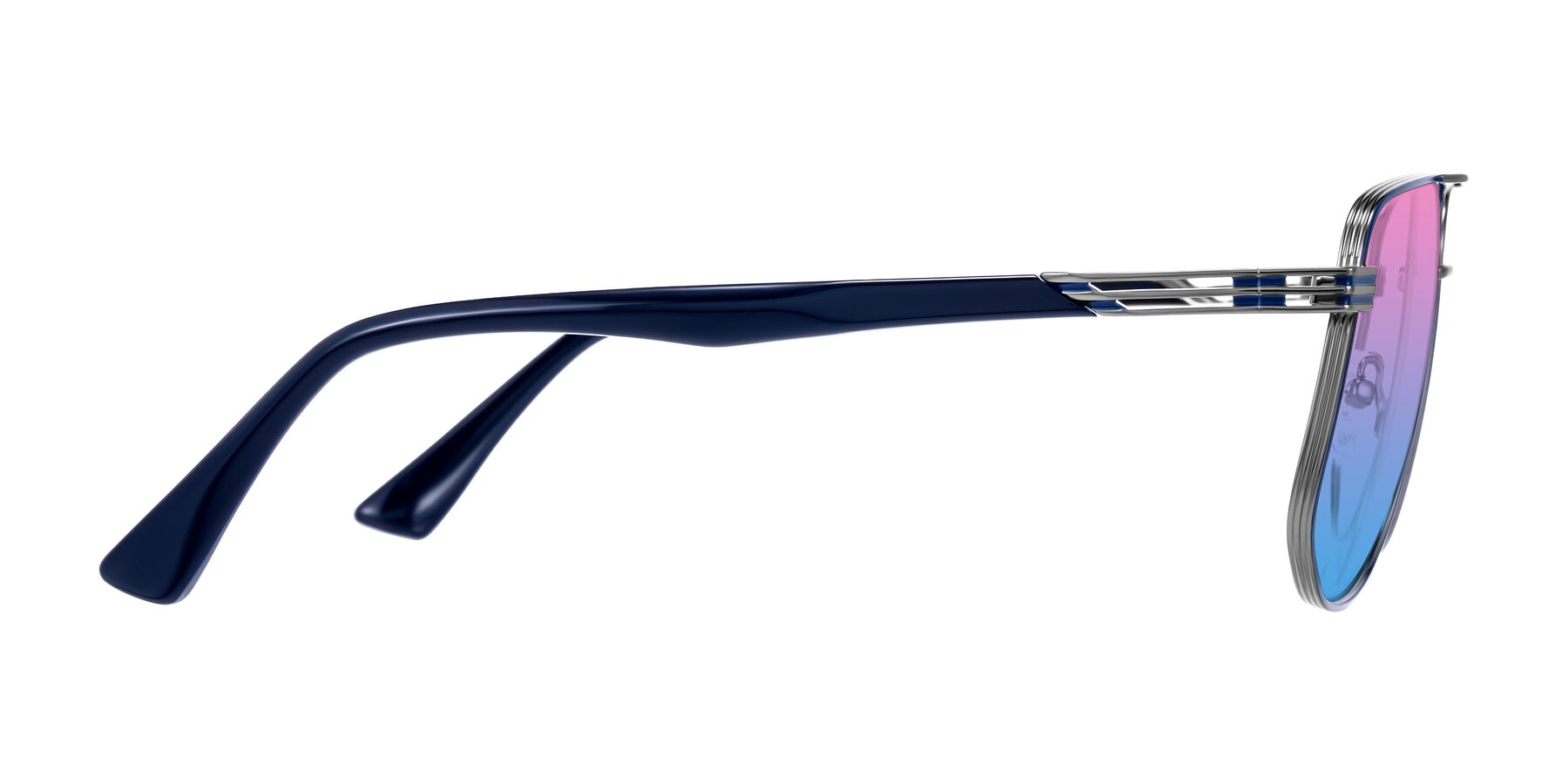 Side of Lovonin in Gunmetal/Blue with Pink / Blue Gradient Lenses