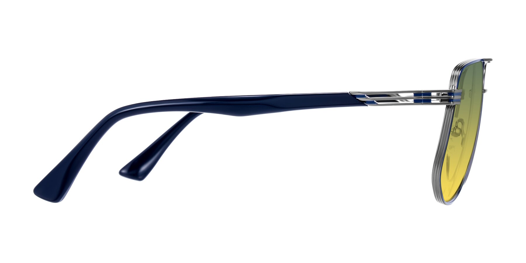 Side of Lovonin in Gunmetal/Blue with Green / Yellow Gradient Lenses