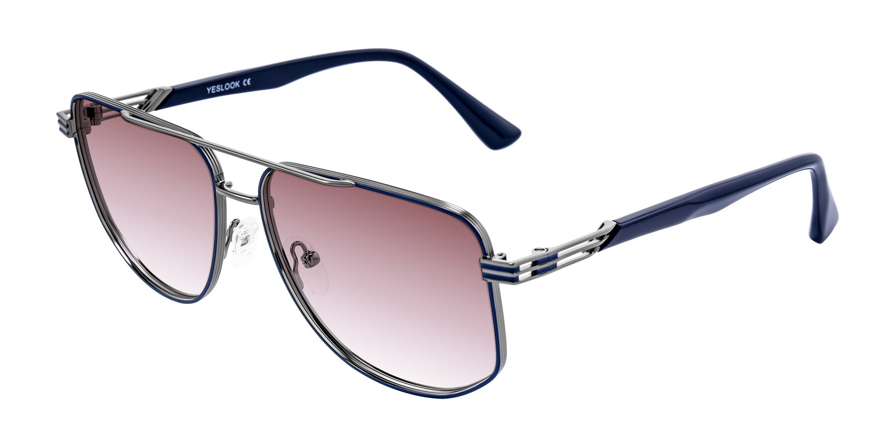 Angle of Lovonin in Gunmetal/Blue with Garnet Gradient Lenses
